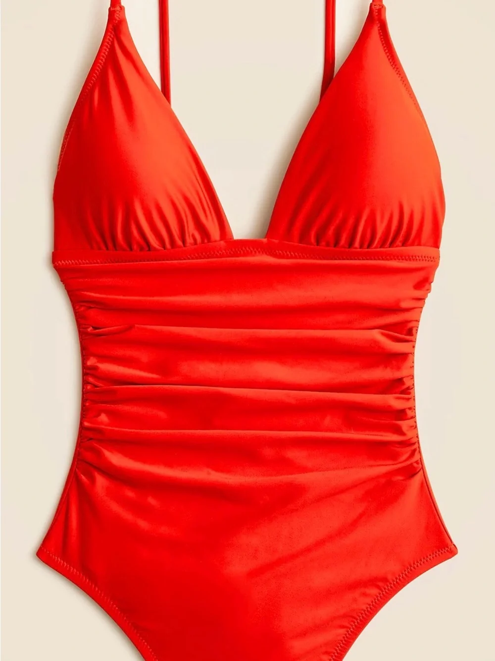 J. Crew Red V-Neck ruched One-Piece Swimsuit 12